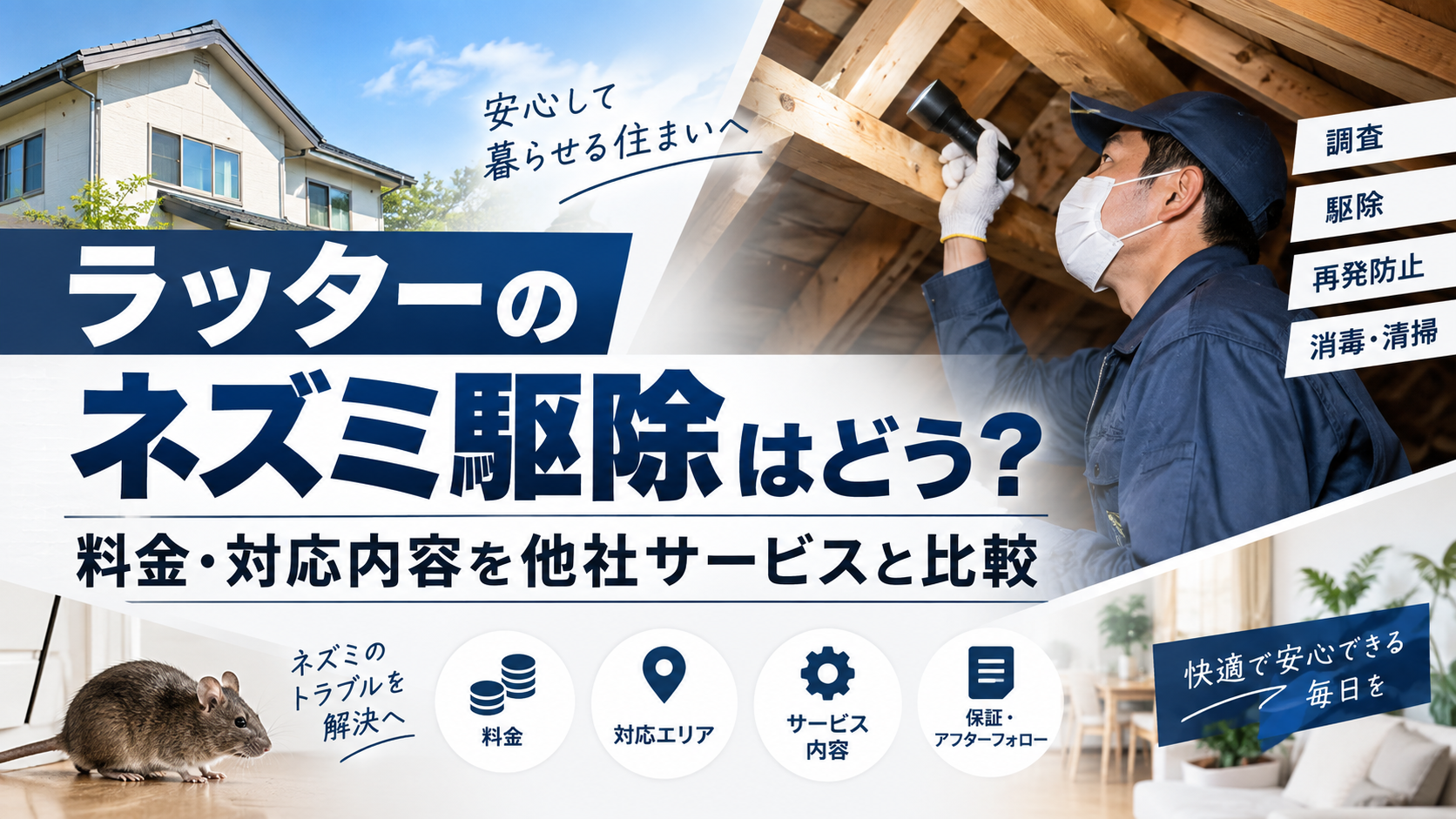 ラッターのネズミ駆除はどう?料金・対応内容を他社サービスと比較