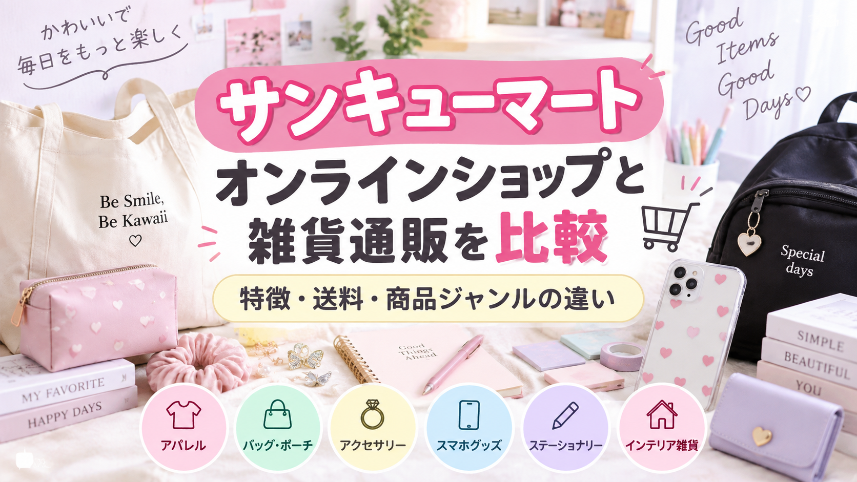 サンキューマート オンラインショップと雑貨通販を比較|特徴・送料・商品ジャンルの違い